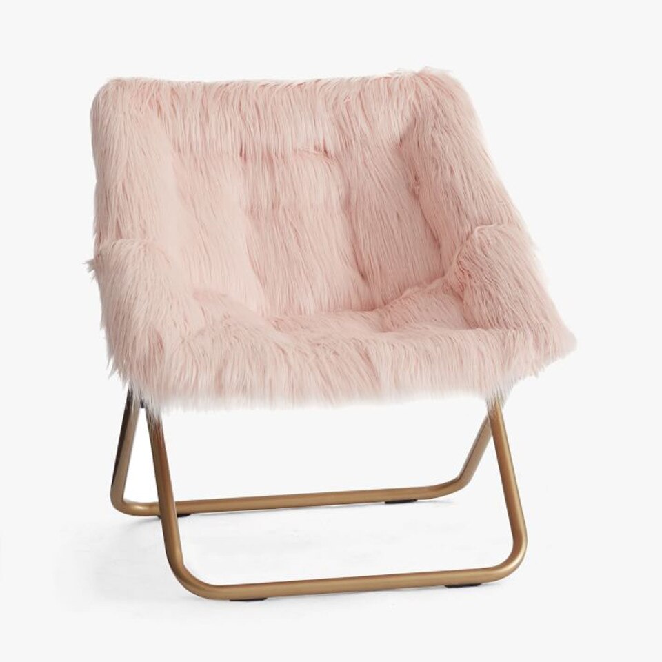 Himalayan FauxFur Blush HangARound Square Chair Pottery Barn Kids
